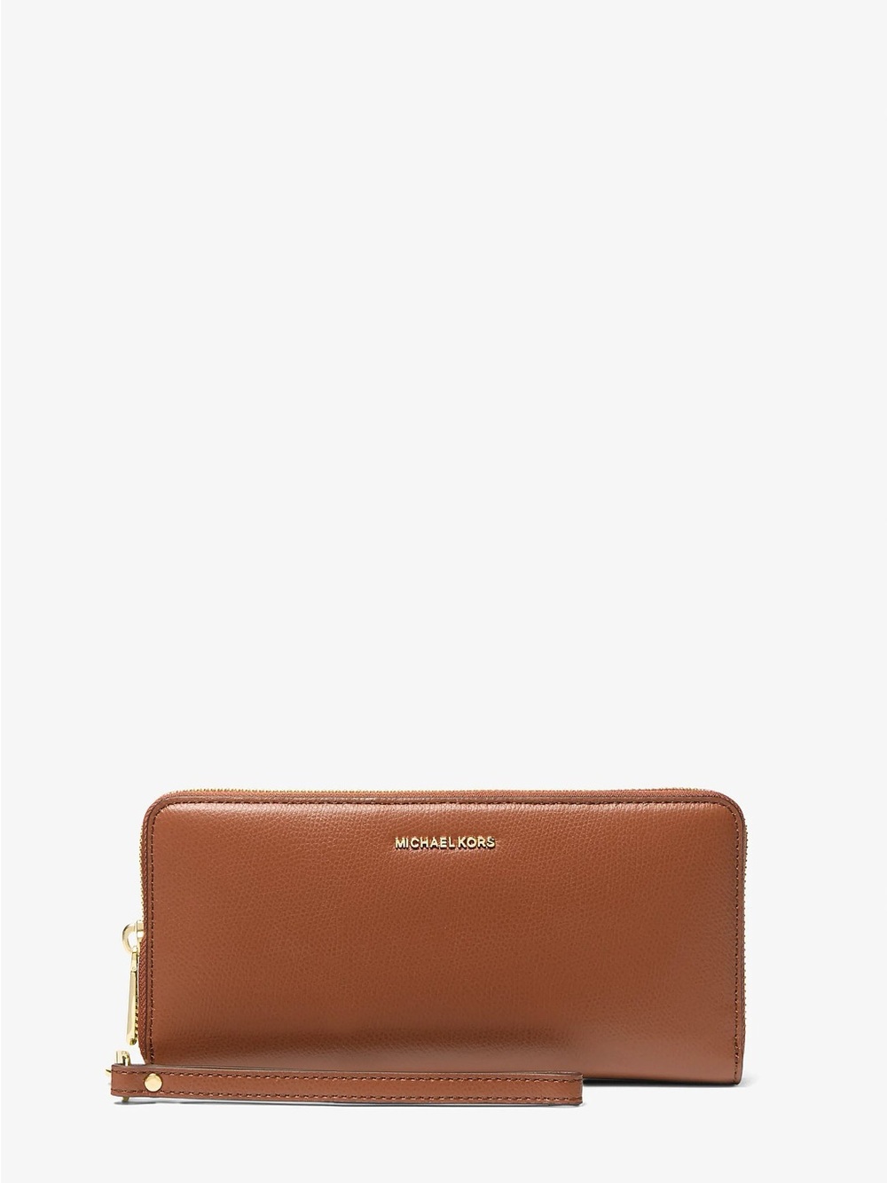 Michael Kors Tan/Brown Pebbled Leather Zip Wallet with Wristlet